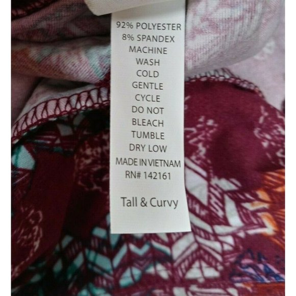 New LuLaRoe Tall & Curvy Leggings With Multicolor Floral Aztec Designs - Picture 7 of 7